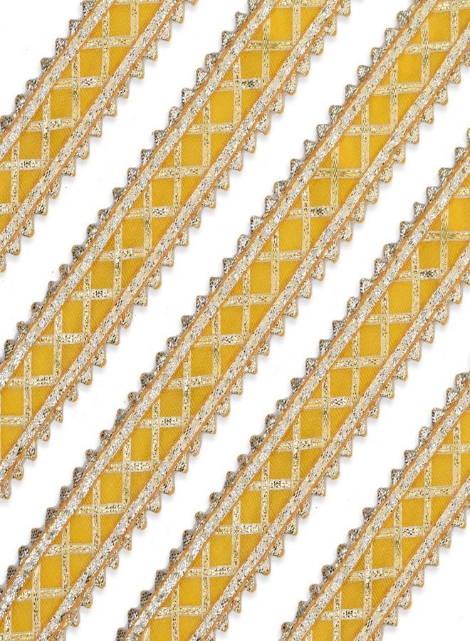 EmbroideryMaterial Laces and Borders Material Golden Gota Patti Lace for Saree Border, Dresses, Dupatta, Blouse, Kurta, Embroidery & Sewing (Yellow & Gold, 8 Meters, 2.5 CM Wide) - Image 1